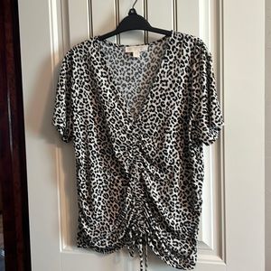 Michael Kor Animal print top with mid front vertices draw screen,